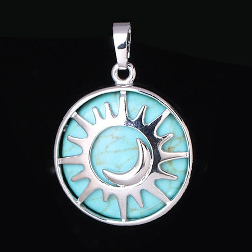 Sun & Moon Pendant Reiki Healing Natural Stone Necklace