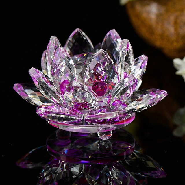Quartz Crystal Lotus Flower Glass Paperweight