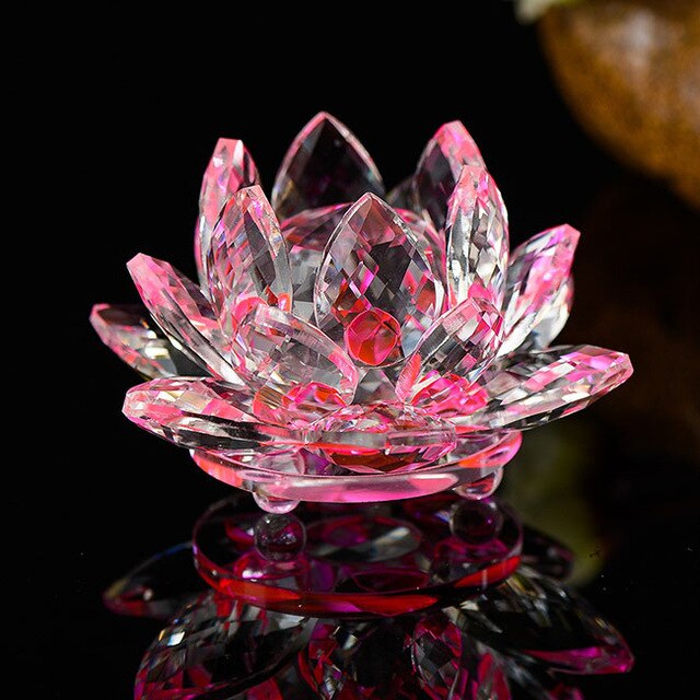 Quartz Crystal Lotus Flower Glass Paperweight