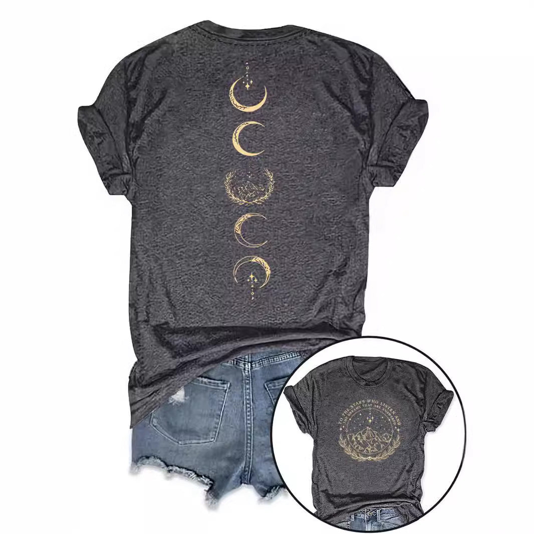 Moon Pattern Short Sleeved Shirt