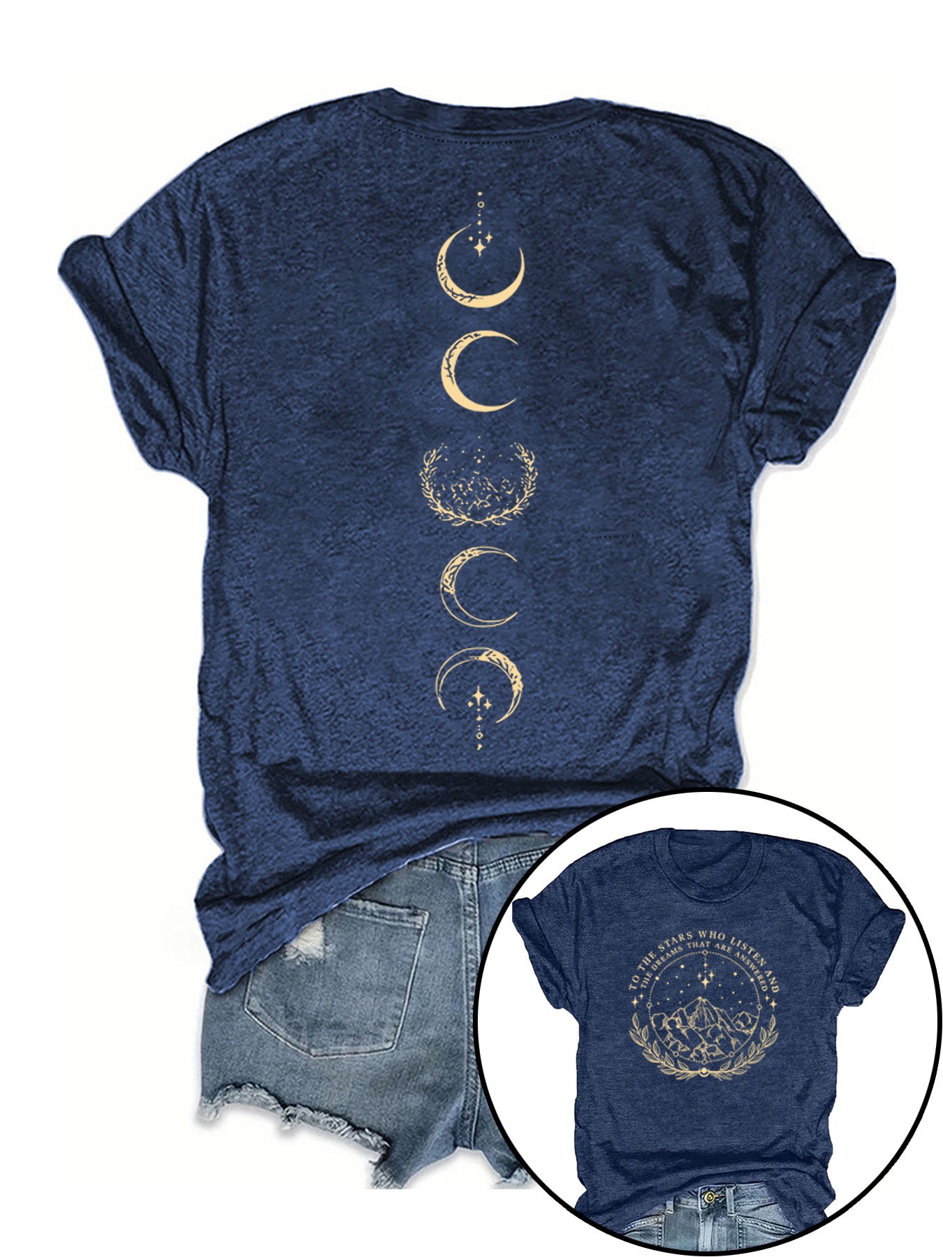 Moon Pattern Short Sleeved Shirt