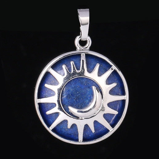 Sun & Moon Pendant Reiki Healing Natural Stone Necklace