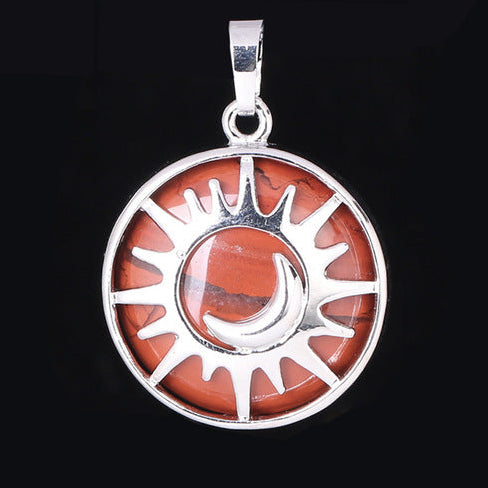 Sun & Moon Pendant Reiki Healing Natural Stone Necklace