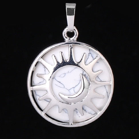 Sun & Moon Pendant Reiki Healing Natural Stone Necklace