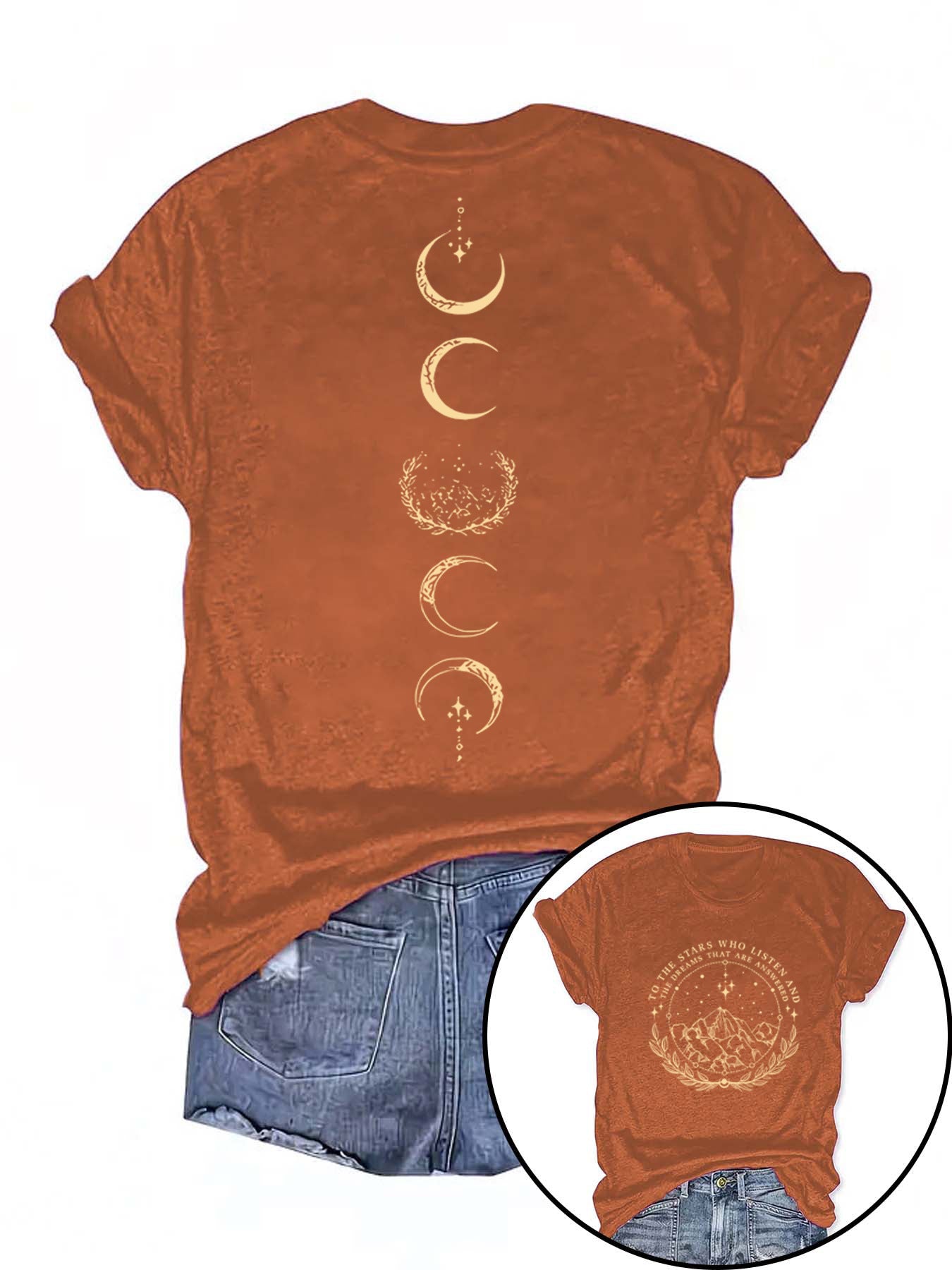 Moon Pattern Short Sleeved Shirt