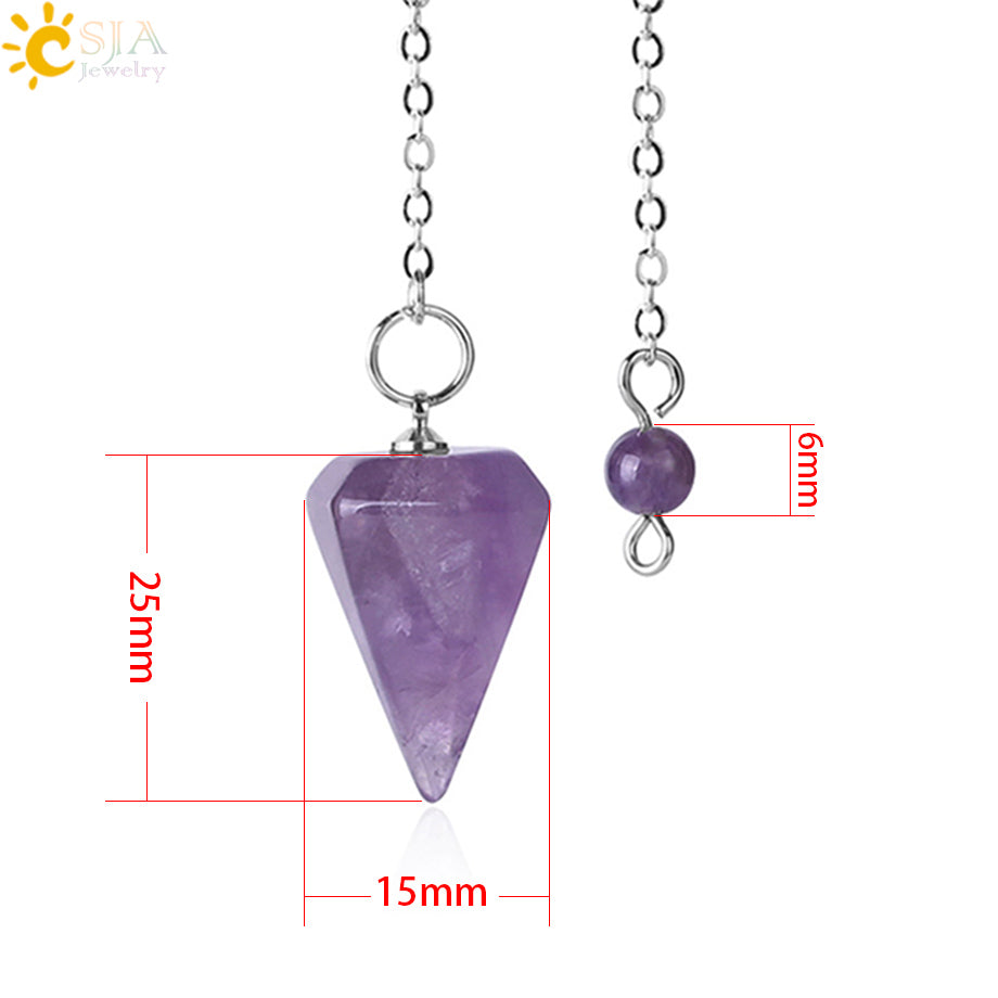 Reiki Meditation Pendulum Natural Stone Amulet Healing Crystal Pendant