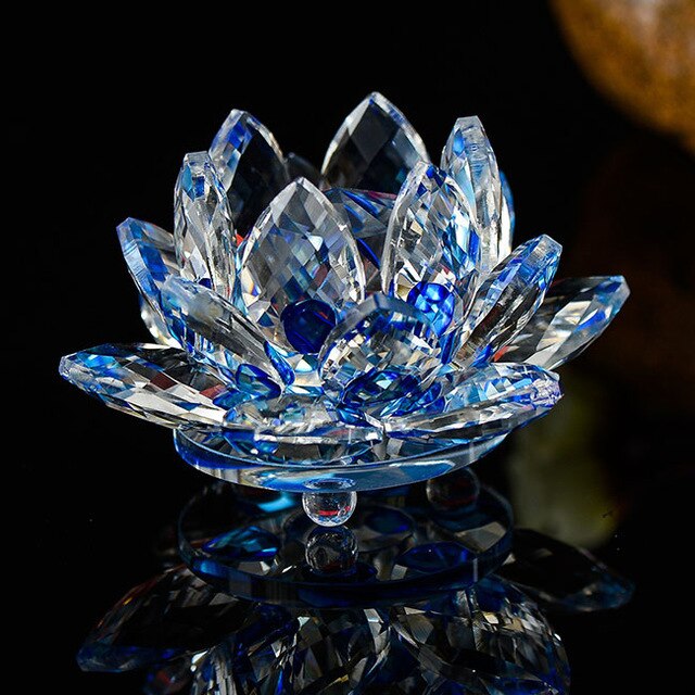 Quartz Crystal Lotus Flower Glass Paperweight