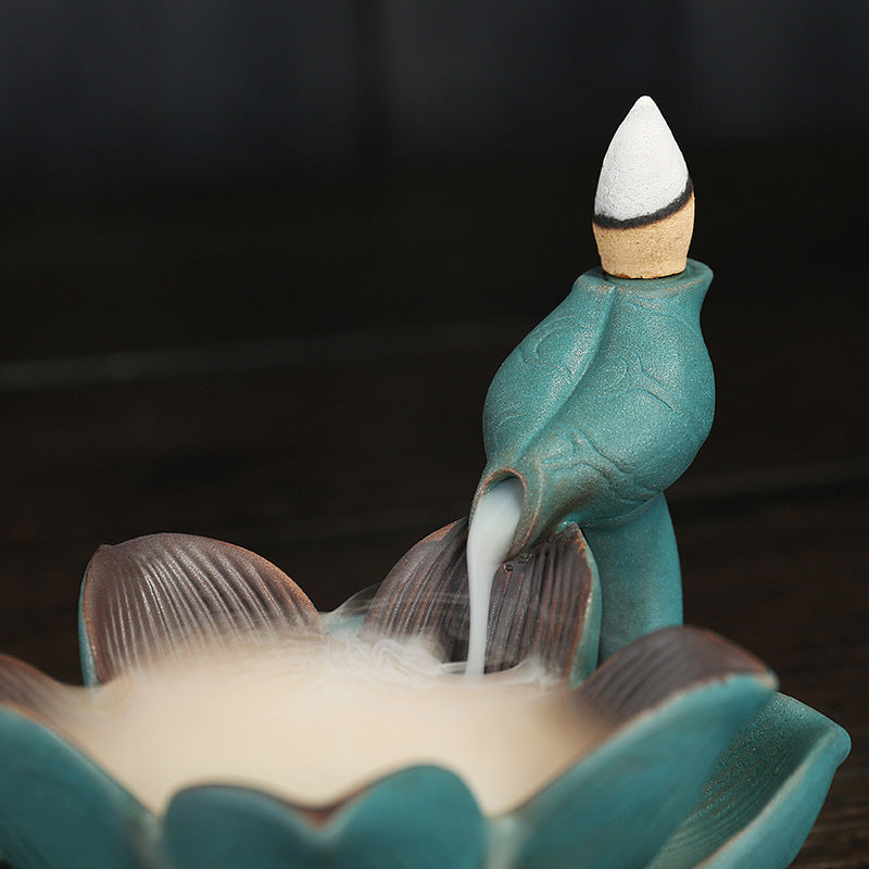 Creative Ceramic Lotus Incense Aromatherapy LED Colorful Light