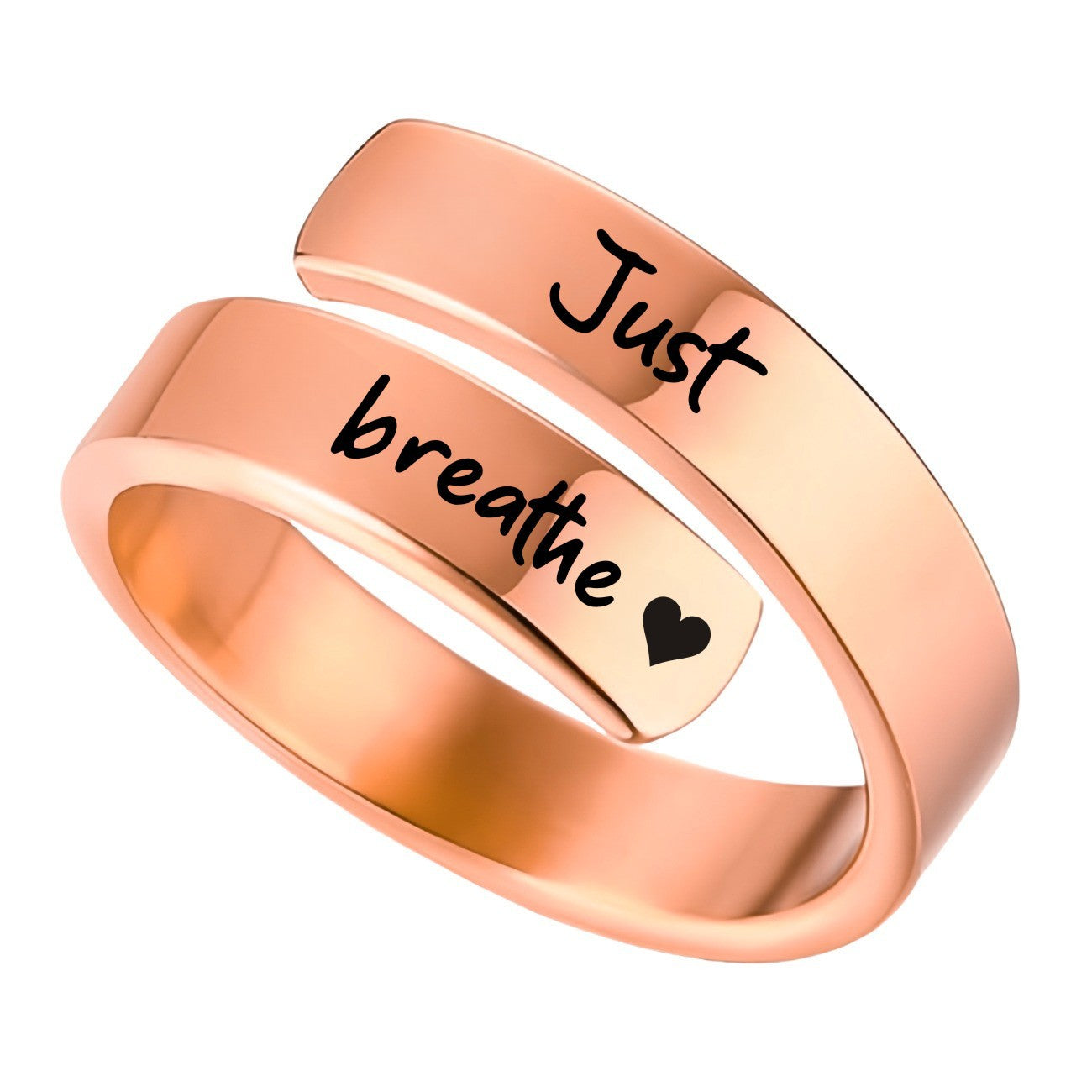 Just Breathe Open Wrap Ring Engraved Lotus Or Heart