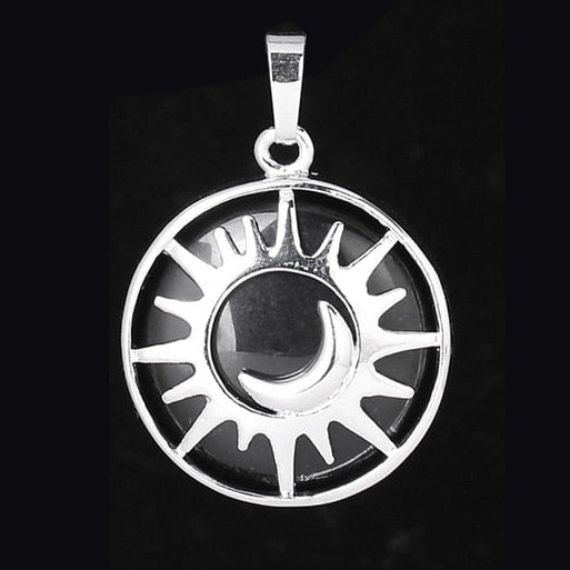 Sun & Moon Pendant Reiki Healing Natural Stone Necklace