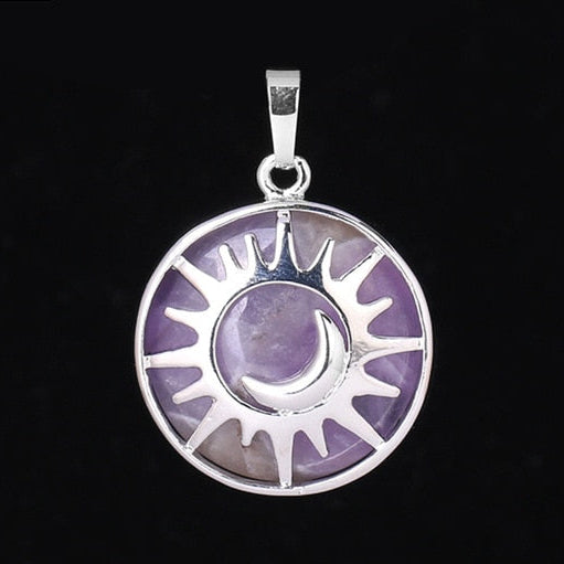 Sun & Moon Pendant Reiki Healing Natural Stone Necklace