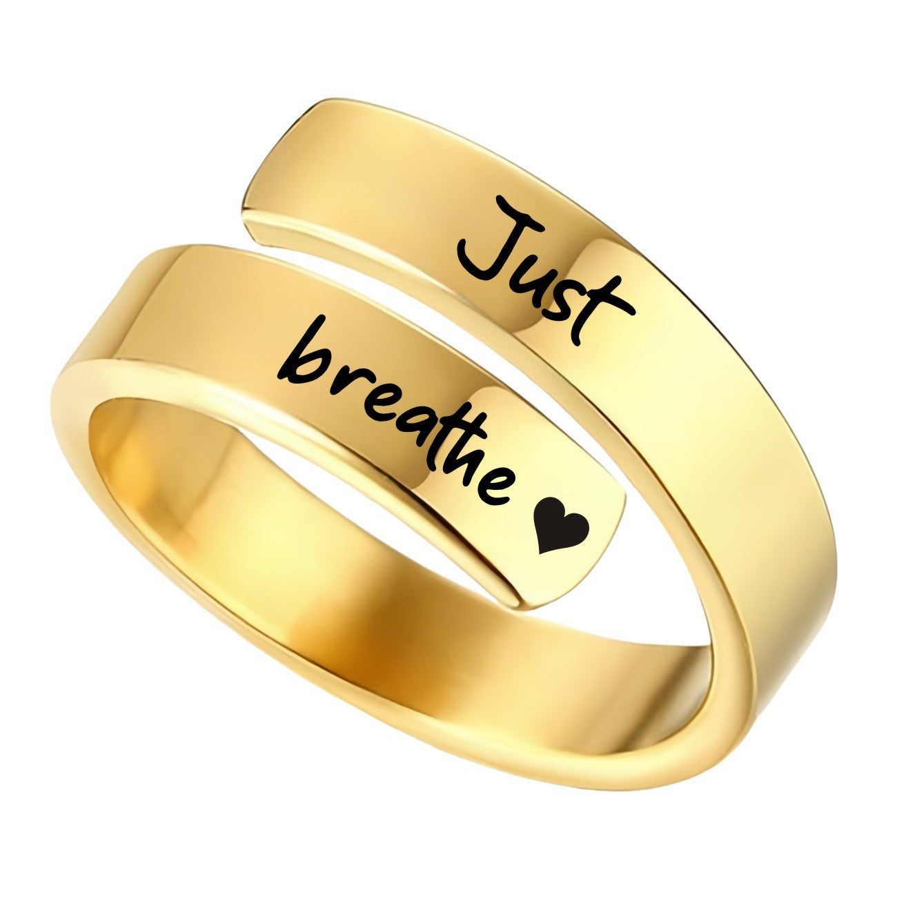Just Breathe Open Wrap Ring Engraved Lotus Or Heart