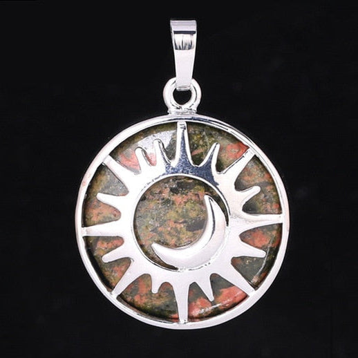 Sun & Moon Pendant Reiki Healing Natural Stone Necklace