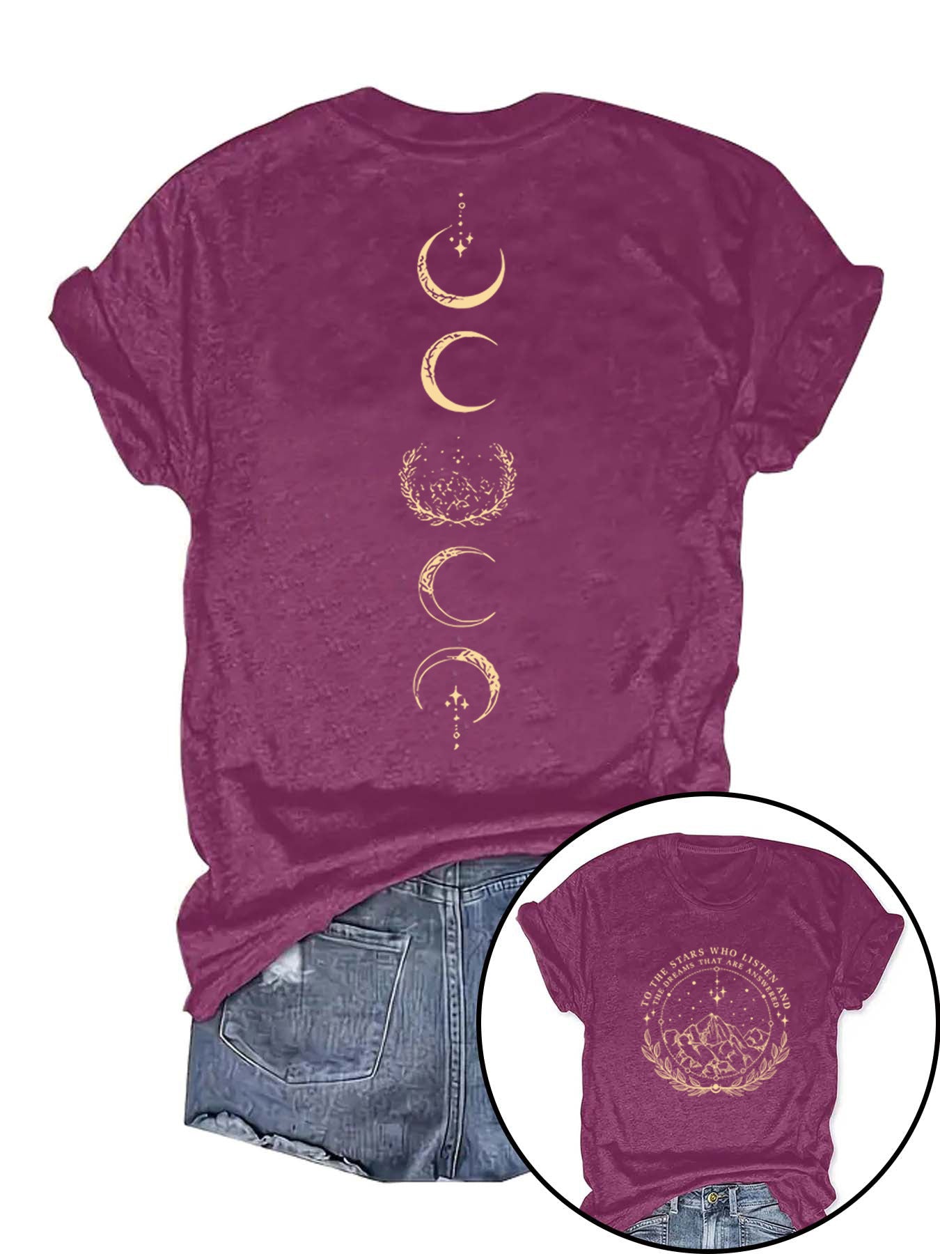 Moon Pattern Short Sleeved Shirt
