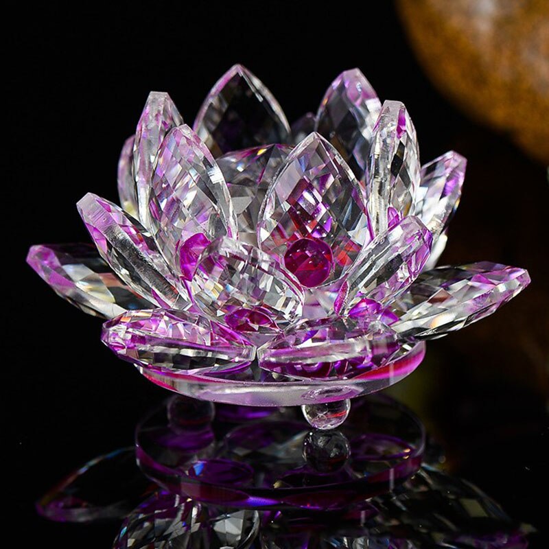 Quartz Crystal Lotus Flower Glass Paperweight