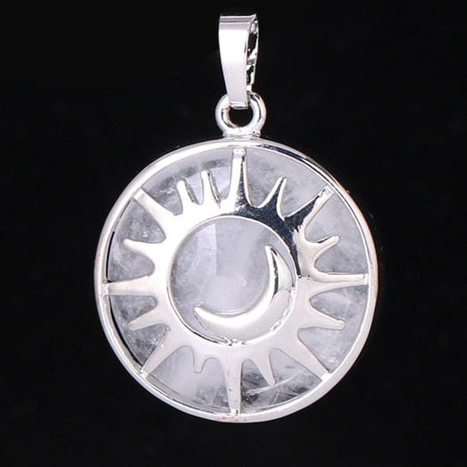 Sun & Moon Pendant Reiki Healing Natural Stone Necklace