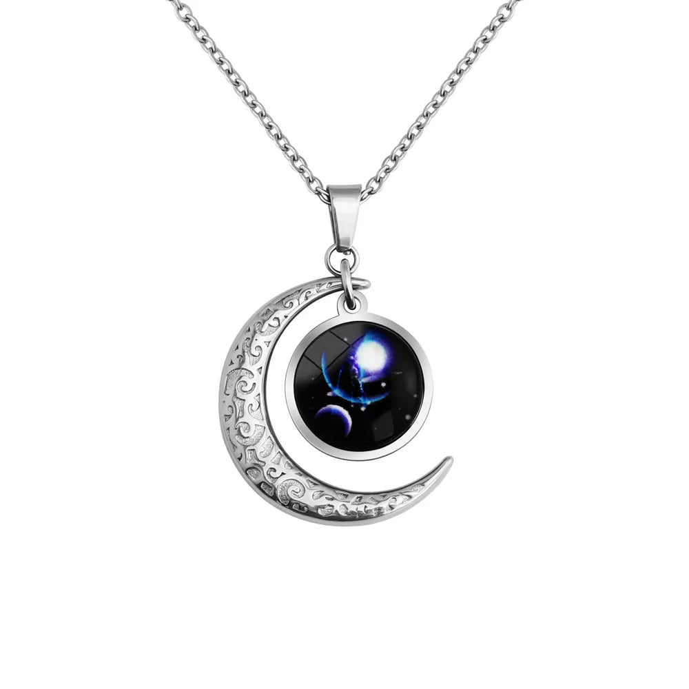 Moon Starry Luminous Constellation Zodiac Necklace