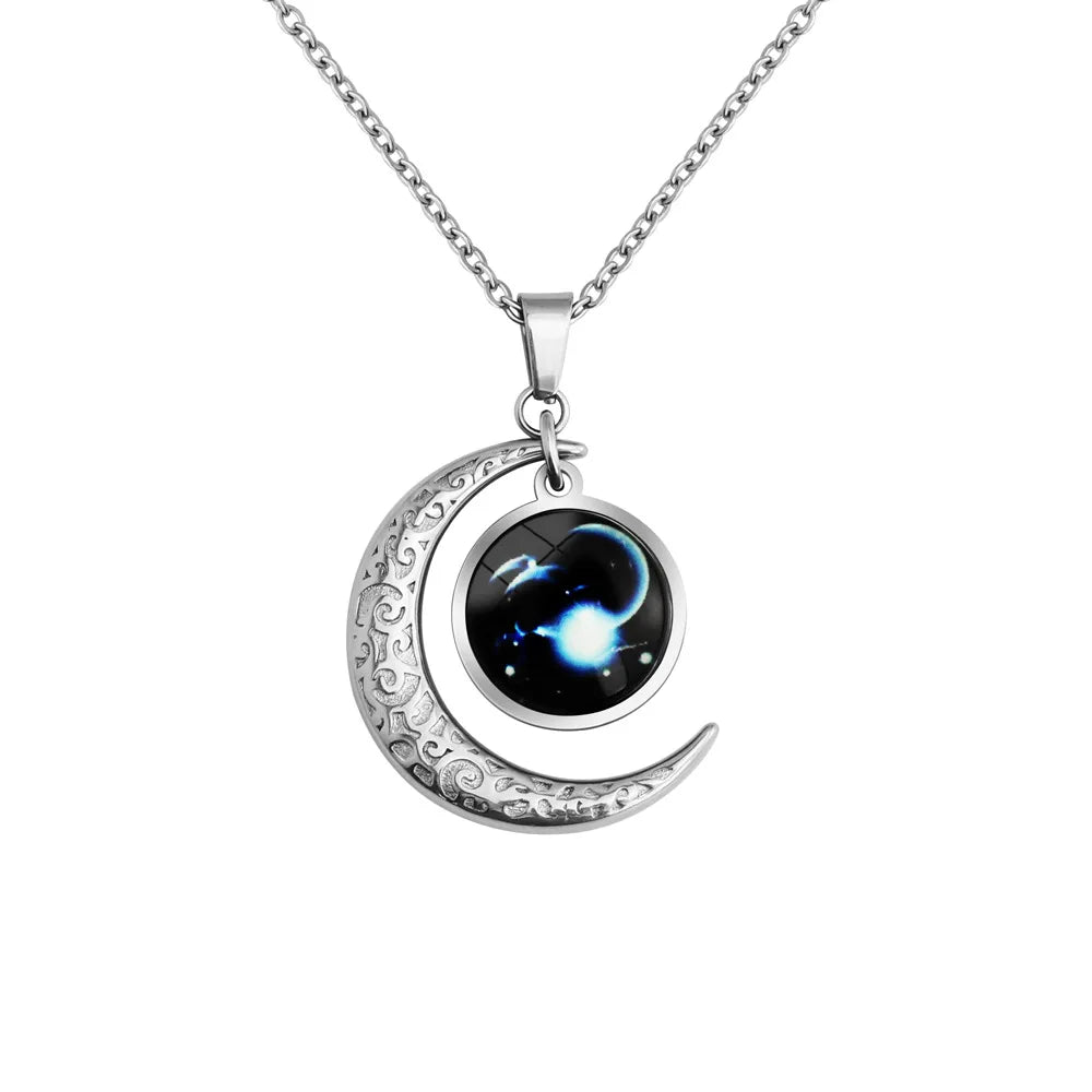 Moon Starry Luminous Constellation Zodiac Necklace