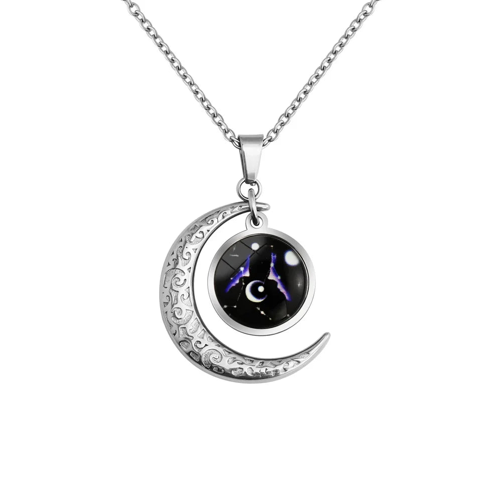 Moon Starry Luminous Constellation Zodiac Necklace
