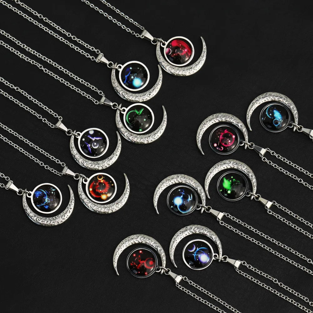 Moon Starry Luminous Constellation Zodiac Necklace