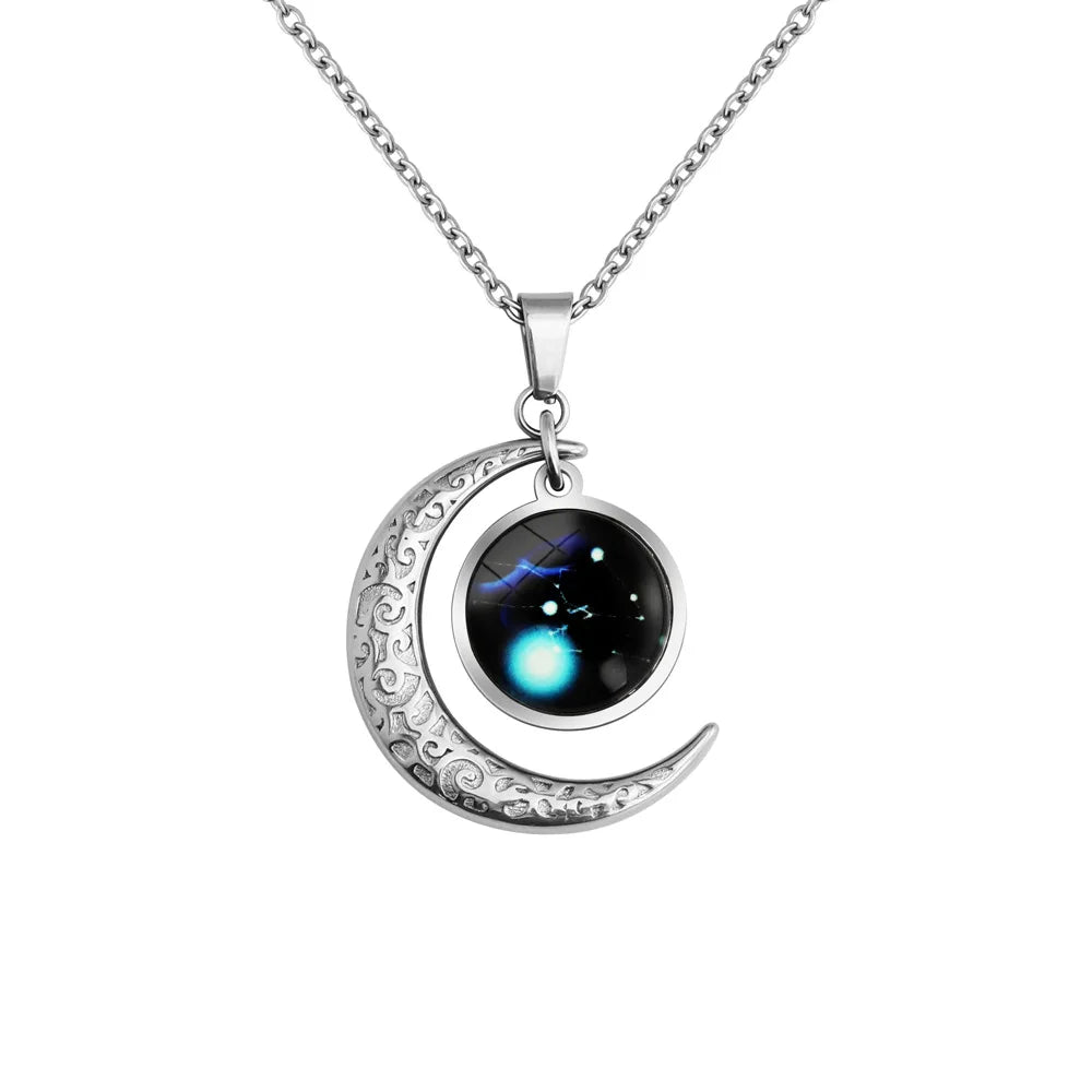 Moon Starry Luminous Constellation Zodiac Necklace