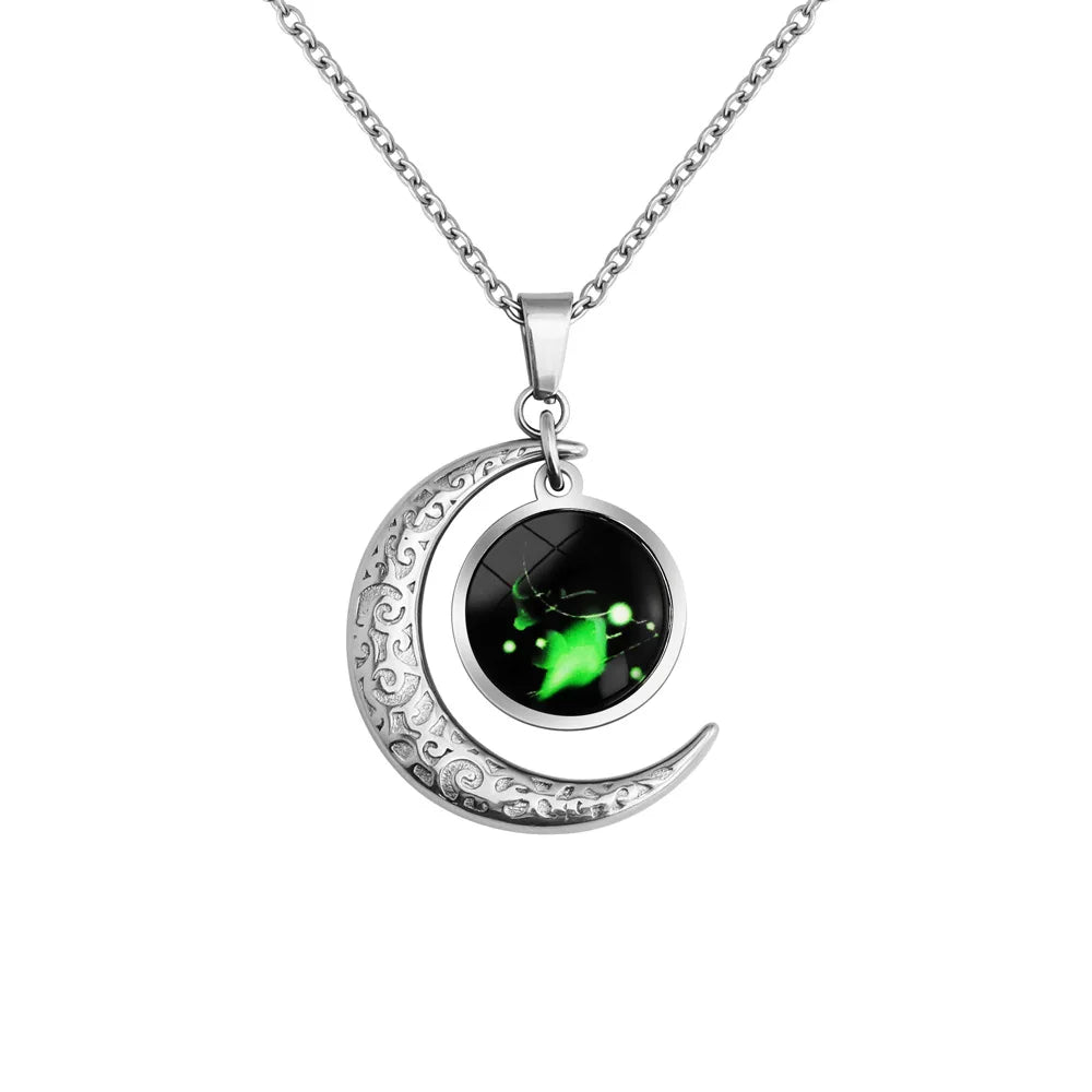 Moon Starry Luminous Constellation Zodiac Necklace