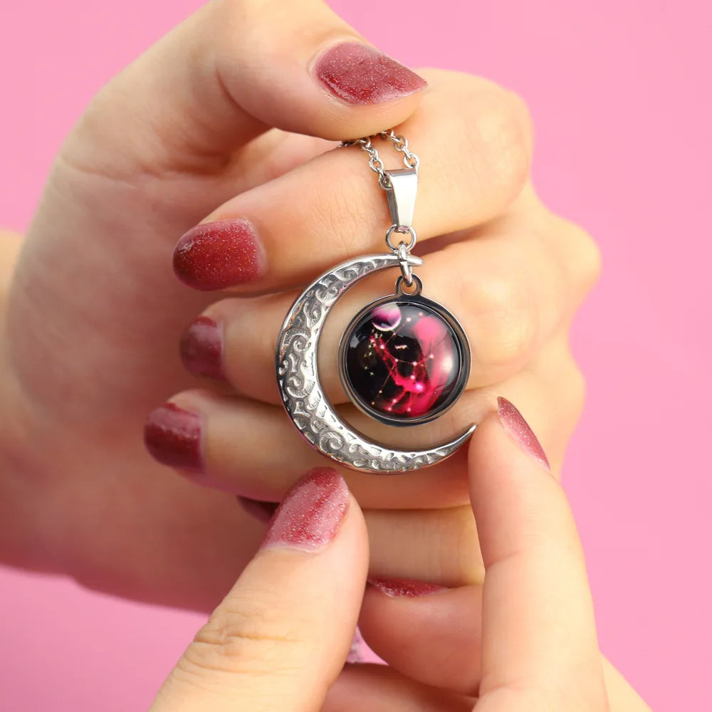 Moon Starry Luminous Constellation Zodiac Necklace