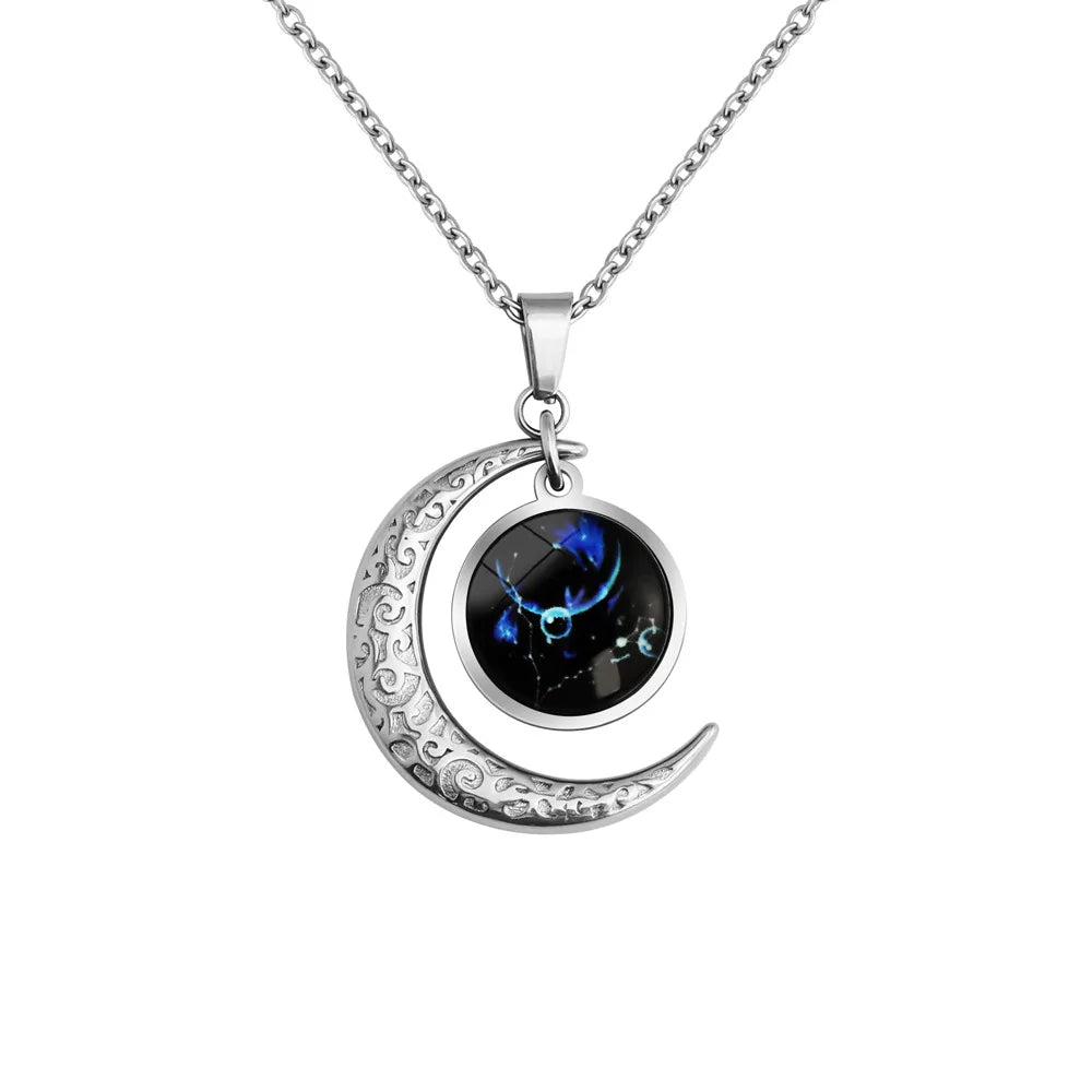 Moon Starry Luminous Constellation Zodiac Necklace