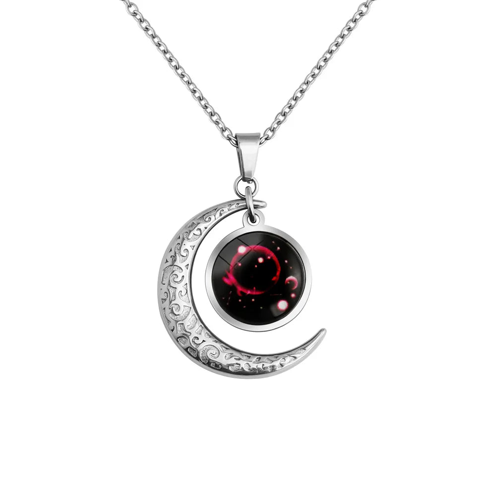 Moon Starry Luminous Constellation Zodiac Necklace