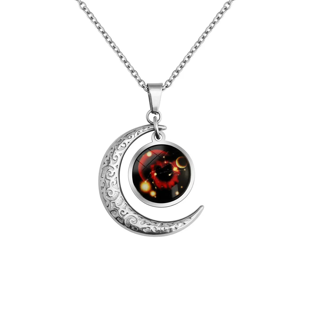 Moon Starry Luminous Constellation Zodiac Necklace