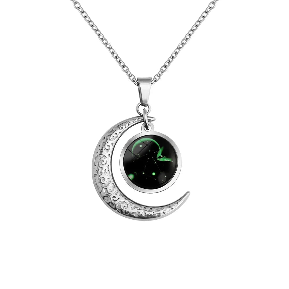 Moon Starry Luminous Constellation Zodiac Necklace