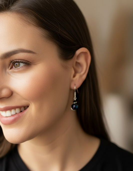 Sterling Silver Beaded Dangle Earrings