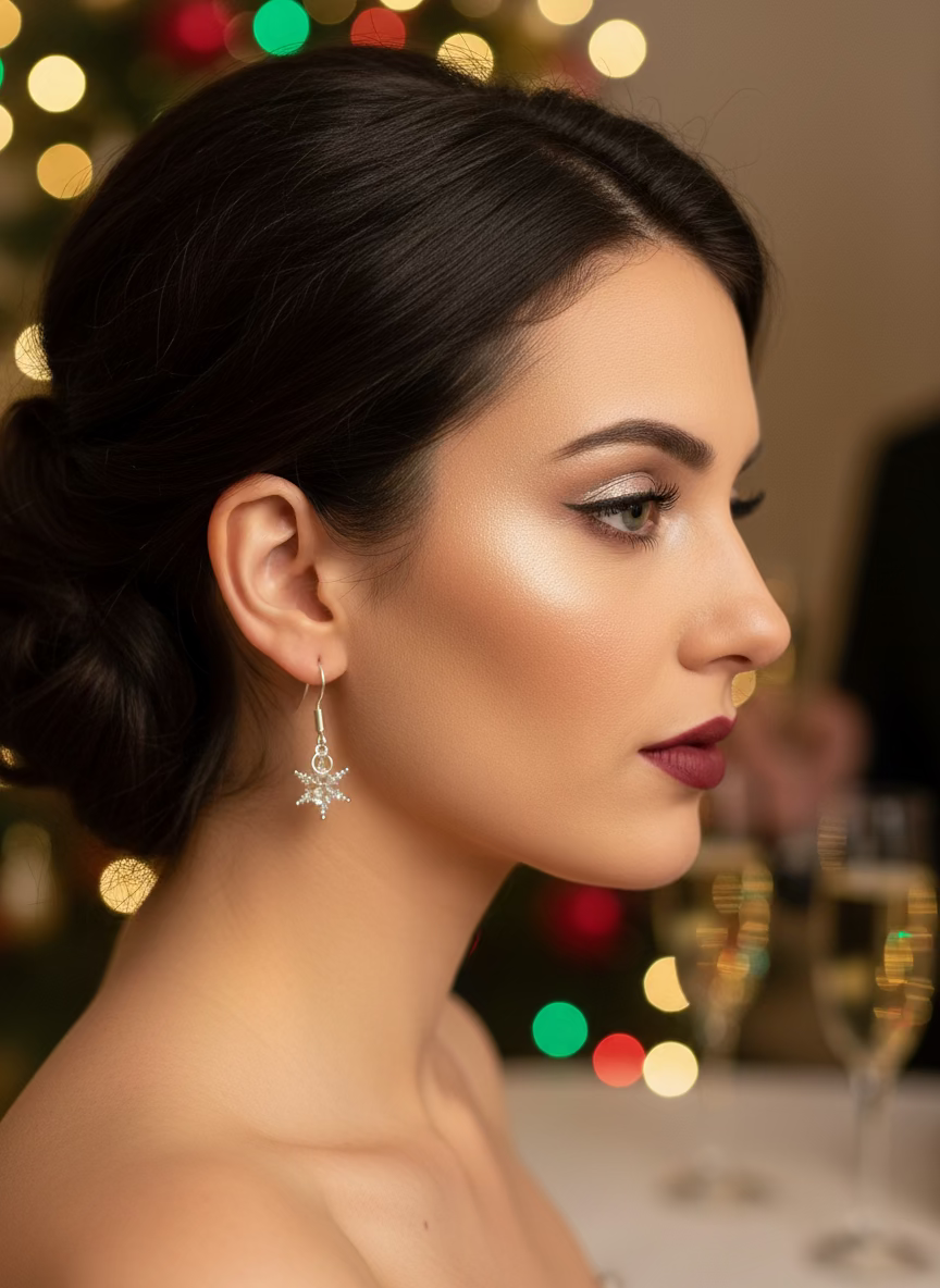 Sterling Silver Snowflake Crystal Earrings